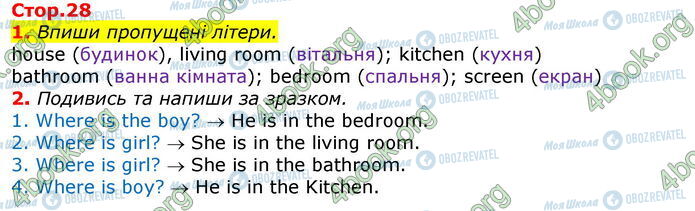 ГДЗ Английский язык 3 класс страница Стр.28 (1-2)